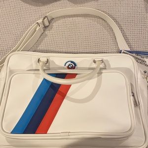 White unisex BMW travel bag